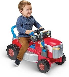 VTech 3-in-1 Mow and Grow Tractor, Ride-On Tractor, Push-Along Mower, Includes Driver Panel, Imaginative Play, Sound Effects, Interactive Play Suitable for Ages 12, 18, 24 Months, English Version. About this item
3-IN-1 FUN: Foot-powered ride-on tractor, push-along mower, and detachable driver panel for versatile play!
EASY CONVERSION: Flip the handle up for mowing or down for riding—perfect for active little landscapers!
DETACHABLE DRIVER PANEL: Take the fun on-the-go with lights, sounds, and engaging manipulatives!
SPARKS IMAGINATION: Hear fun role-play phrases, lively sound effects, and interactive responses in all 3 modes!
MUSICAL PLAYTIME: Enjoy 12 sing-along songs and 24 catchy melodies to keep kids entertained!